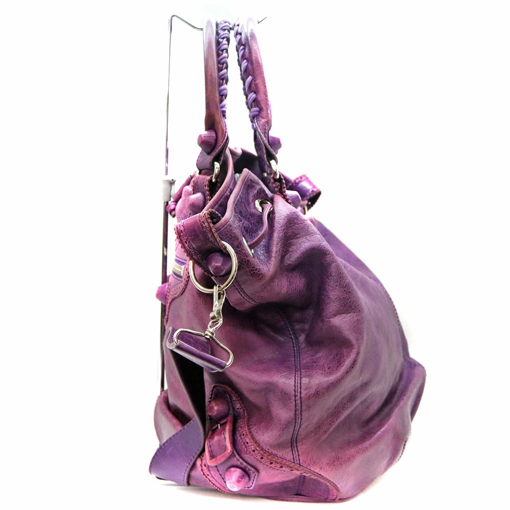 Balenciaga Giant Pom Bag Tote Shoulder Leather Purple - Picture 3 of 6